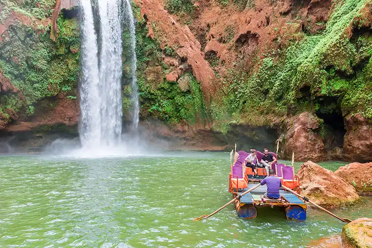 Boat excursion at the base of Ouzoud Waterfalls