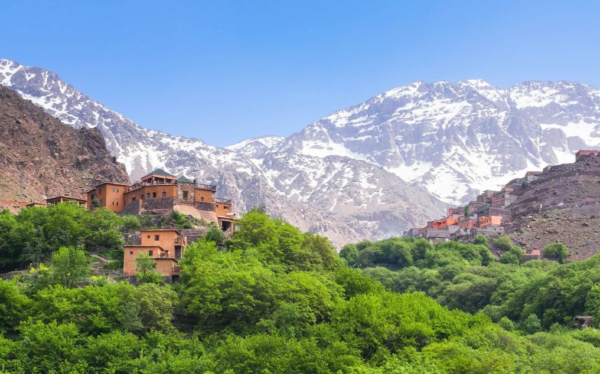 Traditional Berber villages in the Imlil Valley beneath Mount Toubkal
